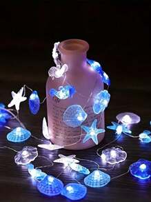 1/2pcs 海岸灯串 2m 20 灯儿童房装饰派对夏日派对海滩海洋装饰灯串电池盒灯串贝壳海马海星主题装饰灯婚礼室内户外派对装饰