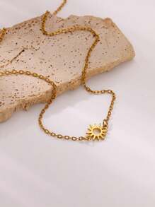 1 件精致太阳吊坠项链简约向日葵不锈钢链项链时尚珠宝配饰日常 - 太陽 - 查看 7