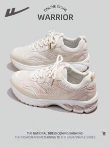 WARRIOR 1 Pair Women Front Lace-Up Breathable Soft Sole Mesh Low Top Versatile Outdoor Sports Casual Shoes - Baby Pink - View 4