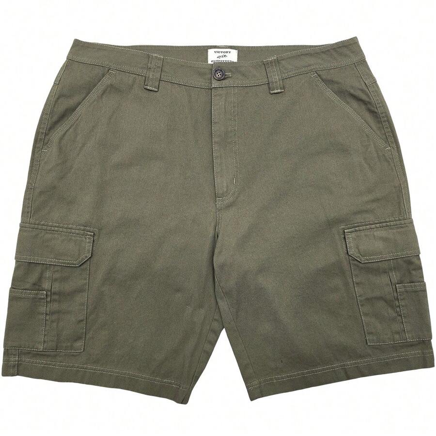 Men's Cargo Shorts Cotton Lightweight Multi Pocket Casual Outdoor Hiking Shorts - 橄欖綠 - 查看 1