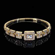 1pc Bracelet, New Hot-Selling Square Cubic Zirconia Design, Fashionable High-End Classic Daily Versatile Accessory