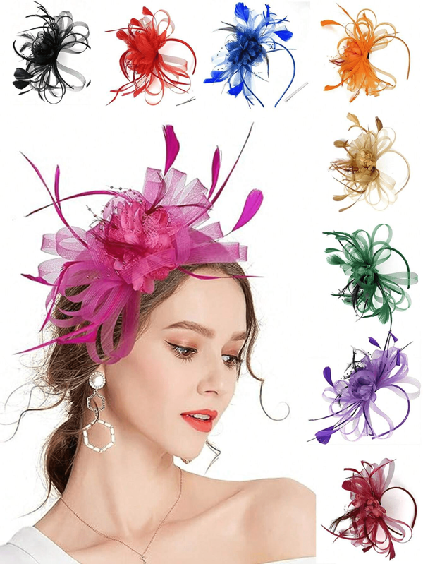 قبعة فاسيناتور بيضاء للنساء مناسبة لحفلات الشاي والسباقات وأعياد الميلاد وحفلات الشاطئ والتجمعات المنزلية والاستخدام اليومي، مشبك شعر وشريط رأس لحفلة هالوين