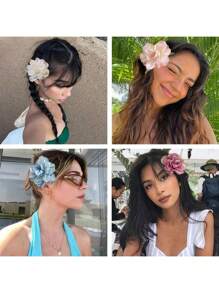 1 Chiếc Kẹp Tóc Hoa Hồng Hawaii Thời Trang Dành Cho Phụ Nữ. Dùng Làm Phụ Kiện Tóc Cho Các Bữa Tiệc Bãi Biển Và Phòng Tắm Nghỉ Mát, Và Cũng Là Kẹp Tóc Phong Cách Bohemian Cho Đám Cưới Của Các Cô Gái. Trang Trí Phòng Tắm Mùa Hè - Màu xanh lam - Xem 8