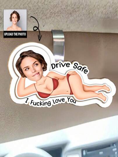 Personalisierter lustiger Auto Sonnenblendenschmuck, individuelle Holzanhänger mit Gesicht, Geschenk für ihn/sie, Freund/in, Ehemann/Ehefrau, einzigartiger Rückspiegel Dekor, neuartiges Auto Innenraum Zubehör, Geschenk zu St. Patricks Tag, Muttertag, Vatertag, Geburtstag, Abschluss