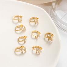 U-Shaped Gold 26 English Letters Rhinestone-Set Simple Ear Clip Personalized Fashion Mini Classic Earrings Without Piercing Ears