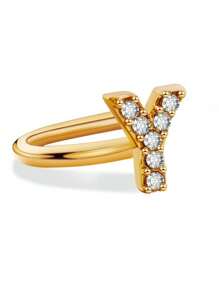 U-Shaped Gold 26 English Letters Rhinestone-Set Simple Ear Clip Personalized Fashion Mini Classic Earrings Without Piercing Ears