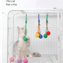Juguete colgante para gatos de 3 en 1 de colores aleatorios, hecho de cuerda de sisal, con sonido, juguetes pequeños y divertidos para gatos