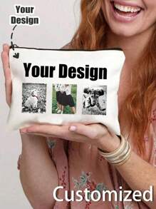 1 件定制图片化妆包，定制化妆包，新娘派对礼物，情人节礼物，送给男朋友/女朋友/丈夫妻子的独特礼物，非常适合生日、周年纪念日、情人节、婚礼