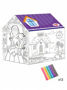 Kids DIY Graffiti Tent Building Game, Family Interactive, Suitable For 3+ Years Old, Christmas & Birthday Gift