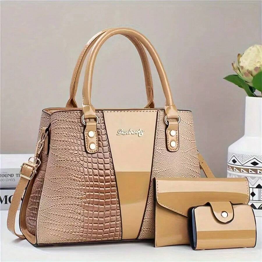 Mid Size Bag Popular New Foreign Trade Popular Single Shoulder Crossbody Bag Hand-Held Women's Fashionable Tote Bag 2025 Women's Versatile Autumn And Winter - Màu Khaki - Xem 1