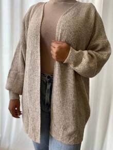 Women's Basic Knitting Mousse Puff Sleeve Cardigan - Màu be - Xem 1