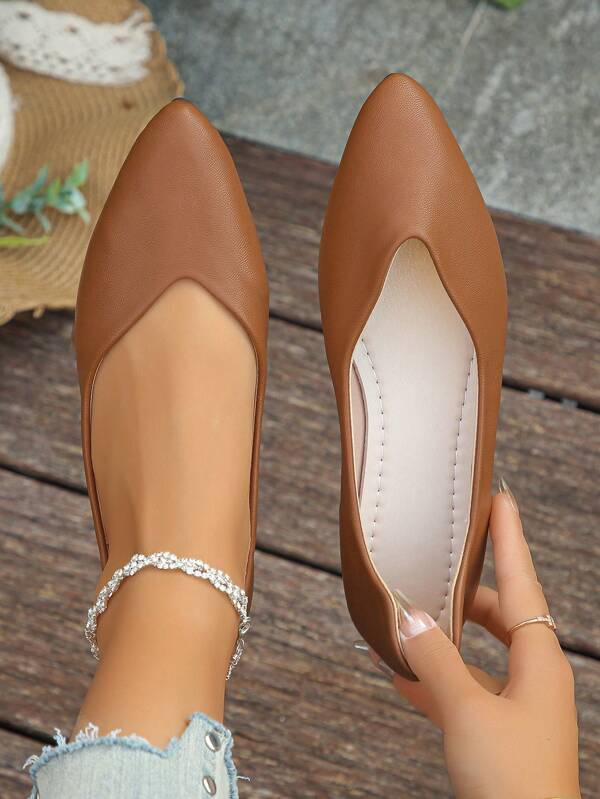 Spring/Autumn Plus Size Women's 35-45 Fashion Colorful Canvas Pointed Toe Slip-On Flat Mule Shoes, Suitable For Dresses And Casual Daily Wear