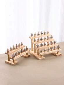 Minimalistyczny drewniany stożkowy stojak na pierścionki, stojak na biżuterię, ekspozycja pierścionków, transmisja na żywo i rekwizyt do stoiska