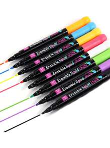 8pcs/Set Erasable Whiteboard Pen Liquid Chalk Square Head With Magnet/Round Head Without Magnet For Blackboard Art Marker Pen Whiteboard Pen