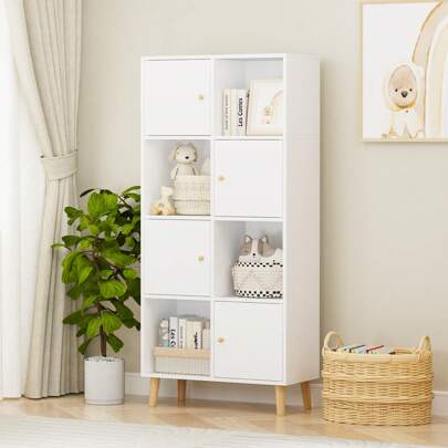 Libreria, scaffale per libri, scaffale portaoggetti a 4 ripiani, organizer per libri in legno, vetrina, ufficio domestico, libreria industriale, scaffale decorativo per esposizione, libreria moderna geometrica indipendente