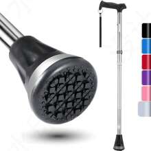 All Terrain Folding Walking Stick, Walking Sticks For Women & Men, Pivot Tip And Heavy Duty Mobility Aid, Adjustable Walking Stick For Elderly & Ladies - Silver - View 2