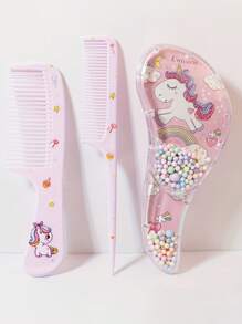 3 pezzi set di pettini per capelli cartoni animati - adatto per capelli bagnati e asciutti, spazzole per districare e acconciare tutti i tipi di capelli, manico in plastica ABS, idea regalo perfetta