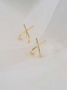 2pcs S925 Sterling Silver Original X-Shaped Elegant Personalized Stud Earrings, Suitable For Women Daily, Festival Party, Jewelry Gift