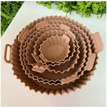 Kit 6 Forma de Silicone Para Fritadeira Air Fryer Antiaderente Cozinha Com Alça