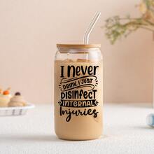 1 件 16 盎司玻璃杯套装，带吸管和清洁刷，送给朋友的有趣礼物，生日，友谊，最好的朋友，幽默礼物，玻璃器皿礼物，可乐杯，咖啡杯，奶茶杯，高硼硅玻璃 - 彩色 - 查看 3