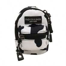 Mini Pouch Small Canvas Coin Purse Wallet, Travel Tactical Bag For AirPods, Earphones, Galaxy Buds, Coins, Keys, Paper Money - Zebra, Leopard, Cow, Cherry, Daisy Print - Multicolor - View 13