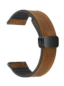1pc 22mm 20mm Silicone Leather Hybrid Watchband Compatible With Huawei Watch GT5/GT4/GT3/Pro/GT2 46mm/42mm, Galaxy Watch 6/5/4/3, Garmin Watch, Watch, With Magnetic Buckle, Unisex