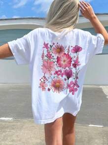 A Casual Printed Round Neck Pullover Short Sleeved T-Shirt For Girls And Young Children In Summer - Bright Flowers And Lifestyle T-Shirt To Stimulate Imagination And Self-Expression! Kids Clothes Girls Graphic Tees Summer Tops Tween Girl Clothes