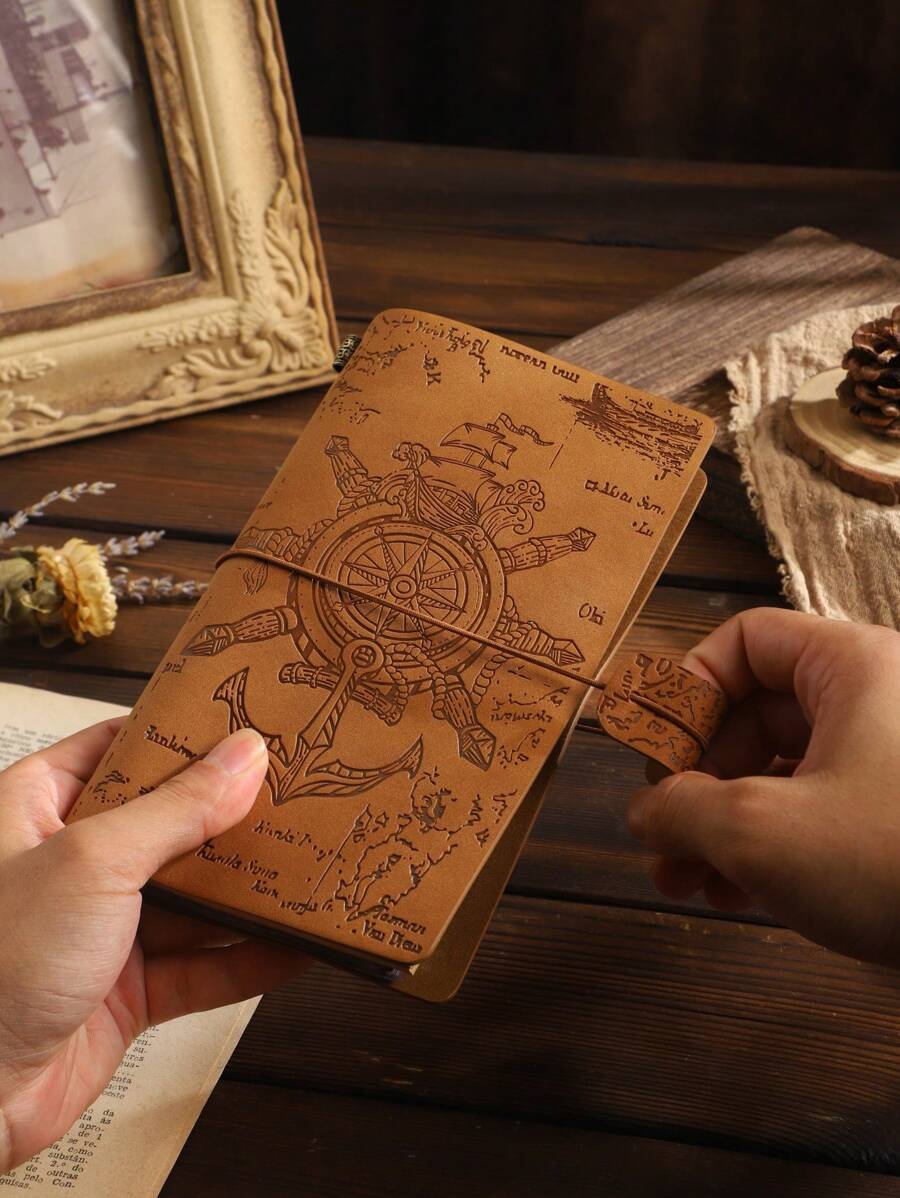 1 Cuaderno de viaje de piel suave de estilo pirata tamaño A6 de hojas sueltas vintage, adecuado para registro de notas en diversas ocasiones, útiles escolares, vuelta al colegio - A6 - Ver 1