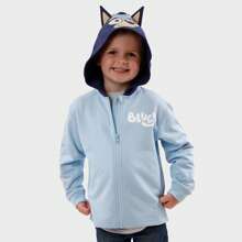 Hoodie With 3D Ears | Official Bluey Boys Zip Up Hoodie | Kids Hoodies - Blue - View 2
