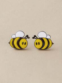 1pc Cute Bee Brooch, Couple Symmetrical Left And Right Decorative Pin For Jacket, Cardigan, Scarf, Clothing Accessory, Multiple Function Decoration, Backpack Accessory, Cartoon Brooch