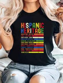 Camiseta con los nombres de los países latinos para el Mes de la Herencia Hispana - Negro - Ver 1