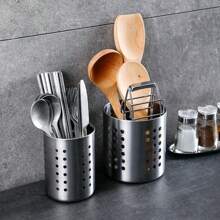 1pc Utensil Holder, Stainless Steel, Wet Kitchen Utensils,Suitable For Large Kitchen Utensils.Chopstick Tube, Chopsticks Storage, Tableware Storage Box, Knife, Fork, Spoon Storage Box