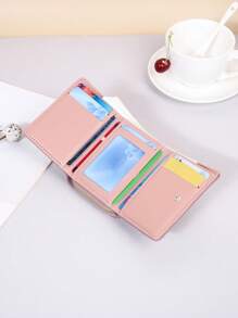 字母图案鹿角装饰口袋钱包小钱包三折拉链女士钱包迷你薄轻便多层信用卡身份证钱便携简约时尚现代商务周年纪念圣诞节情人节生日礼物礼物爱人女士女孩女士钱包迷你钱包钱包小钱包 - 紫色 - 查看 8