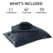 Farfallarossa 纯色床单套装，3/4 件，包括床单、床笠和 1/2 个枕套，采用柔软拉绒超细纤维面料制成，亲肤舒适，防缩水，防褪色，易于护理。 - 藍色 - 查看 6