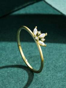 1 pieza Anillo de joyería de boda elegante de plata de ley 925 con circonita cúbica para mujer, joyería fina