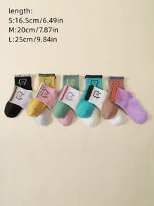 Set de 10 pares de calcetines cómodos de media pantorrilla con lunares y rayas de unicolor para niños, para primavera/verano