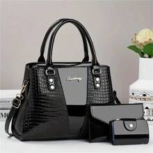 Mid Size Bag Popular New Foreign Trade Popular Single Shoulder Crossbody Bag Hand-Held Women's Fashionable Tote Bag 2025 Women's Versatile Autumn And Winter - 黑色 - 查看 1
