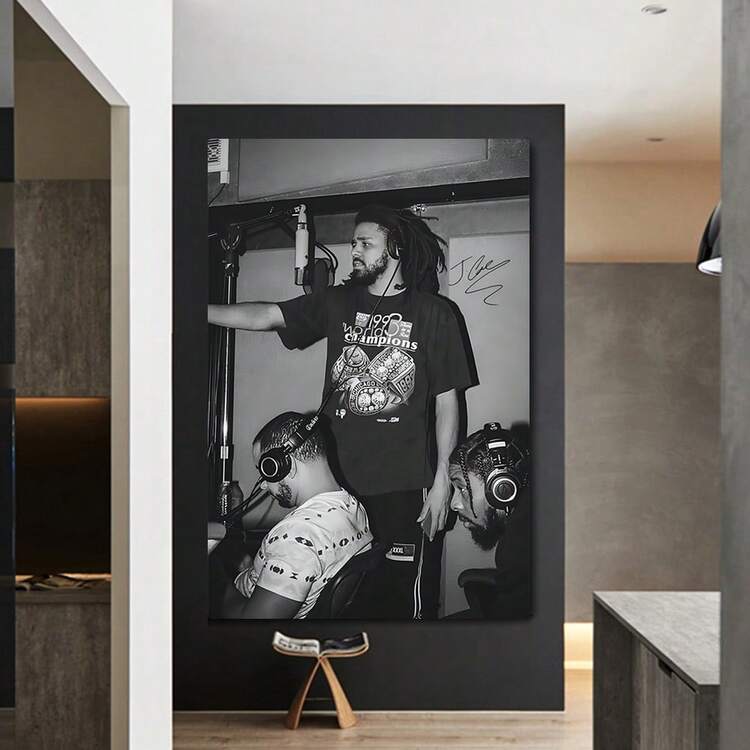 Arte enmarcado de estilo vintage del rapero Cole - Póster musical para la estética del dormitorio, perfecto para la decoración de la habitación - Enmarcado - Añade 3