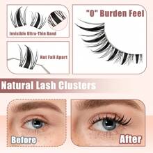 Fairy Lash Clusters Kit 10-18mm Manga Eyelash Clusters C Curl - WideSpan DIY Eyelash Extensions Kit Wet-Look Spiky Anime Lashes Individual Fake Eyelashes Clusters Kit Ultra-Thin Invisible Lash Band - 黑色 - 查看 6