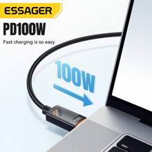 ESSAGER 3 In 1 Watch Wireless Charging Data Cable Type C To Type C Ios For Mobile Phone Watch Fast Charging Cord Suitable For Office, Dorm, And Home Wireless Charger
