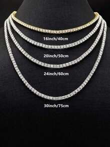 1pc 4MM Shiny Women All-Match Versatile Super Shiny Hip Hop Punk Necklace Chain, Multi-Size Layering Design - Tennis Necklace - View 3