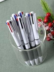 10/8/6/4/2/1 Pack Simple 3-Color Practical Push Ballpoint Pen Multi-Color Pen Student Office Black, Red And Blue 3-Color Integrated Push Ballpoint Pen Office Supplies, Exam Supplies, Back To School Supplies