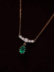 1 szt. Elegancki naszyjnik z zawieszką ze srebra S925 w stylu vintage z luksusowym szmaragdem dla kobiet, odpowiedni do codziennego noszenia, na imprezę, prezent urodzinowy