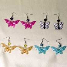 1 件蝴蝶形树脂材质女士时尚耳环套装，适合日常佩戴 - 蝴蝶型 - 查看 12