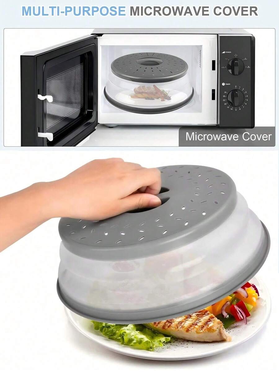 1 pieza Cubierta antisalpicaduras de silicona para microondas, cubierta para alimentos y frutas en el microondas, cubierta para plato de microondas, tapa de microondas, esencial de cocina, apta para lavavajillas