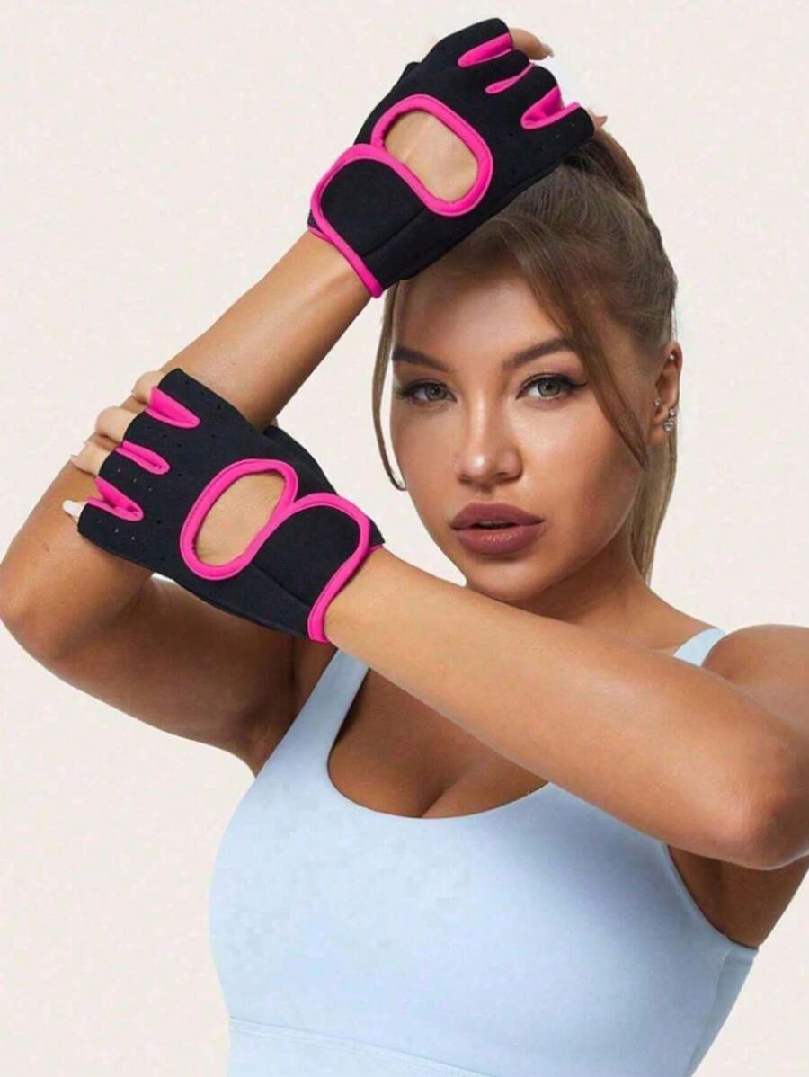 1 /2/3Pairs Ladies Men Black Half Finger Fitness Gloves Breathable Thin Section Instrument Training Palm Protection Anti-Slip Anti-Callus Suitable For Yoga Dynamic Cycling Cycling Exercise Use