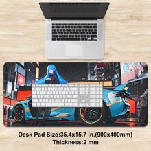 1 pieza Alfombrilla para ratón de estilo anime con un coche deportivo y una chica en un garaje, alfombrilla de juego para ratón de varios tamaños, tapete de escritorio de goma antideslizante para oficina, accesorios de escritorio, alfombrilla de escritorio para teclado para escuela, oficina, hogar, regalo para amigos y familiares