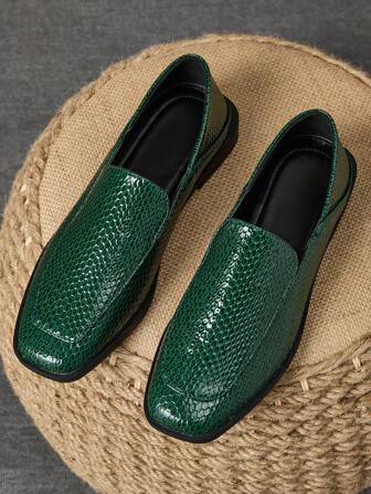 1 双女士甜美绿色方头平底鞋，复古百搭软底平底芭蕾舞鞋，法式低跟办公室高跟鞋，舒适百搭的长站立鞋