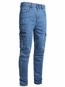 JUNBAOSS Men's Slim Fit Jeans Stretch Ripped Skinny Jeans For Men, Fashion Straight Leg Comfort Flex Waist Casual Pants - 藍色 - 查看 1