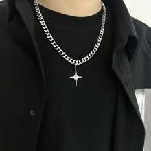 6 件装复古黑色心形星星太阳吊坠朋克银色颈链项链男女皆宜 Y2k 美学场景 EMO 珠宝配饰